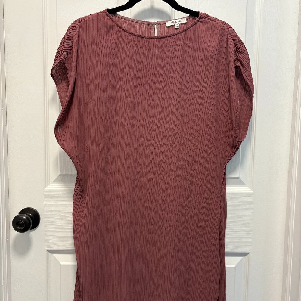 Madewell Plisse Mini Tee Dress in Pressed Grape US 14
